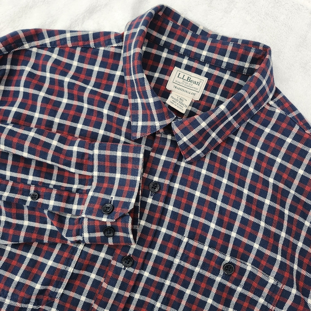 L.L. BEAN Men’s Heritage Plaid Flannel Shirt Traditional Fit Large Multicolor